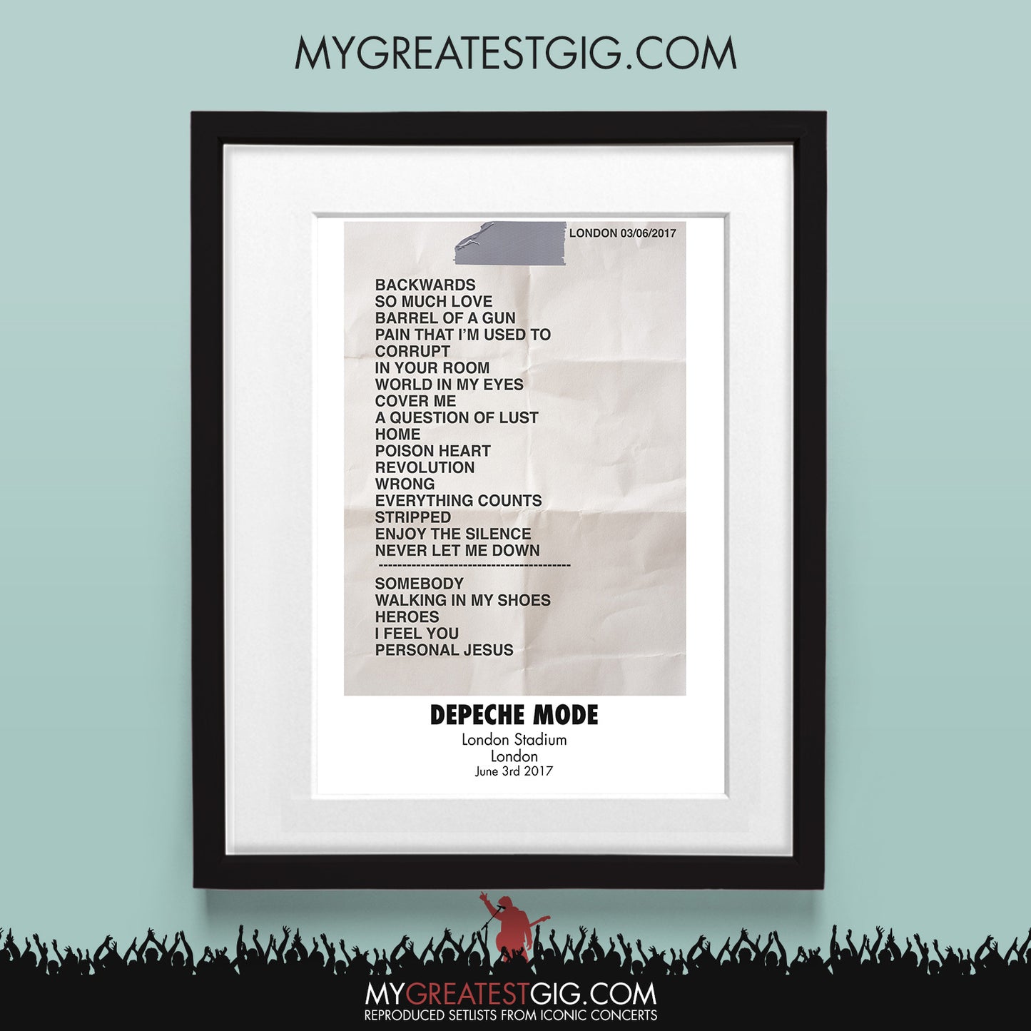 Depeche Mode - London - Jun 3rd 2017 Recreated Set List Poster