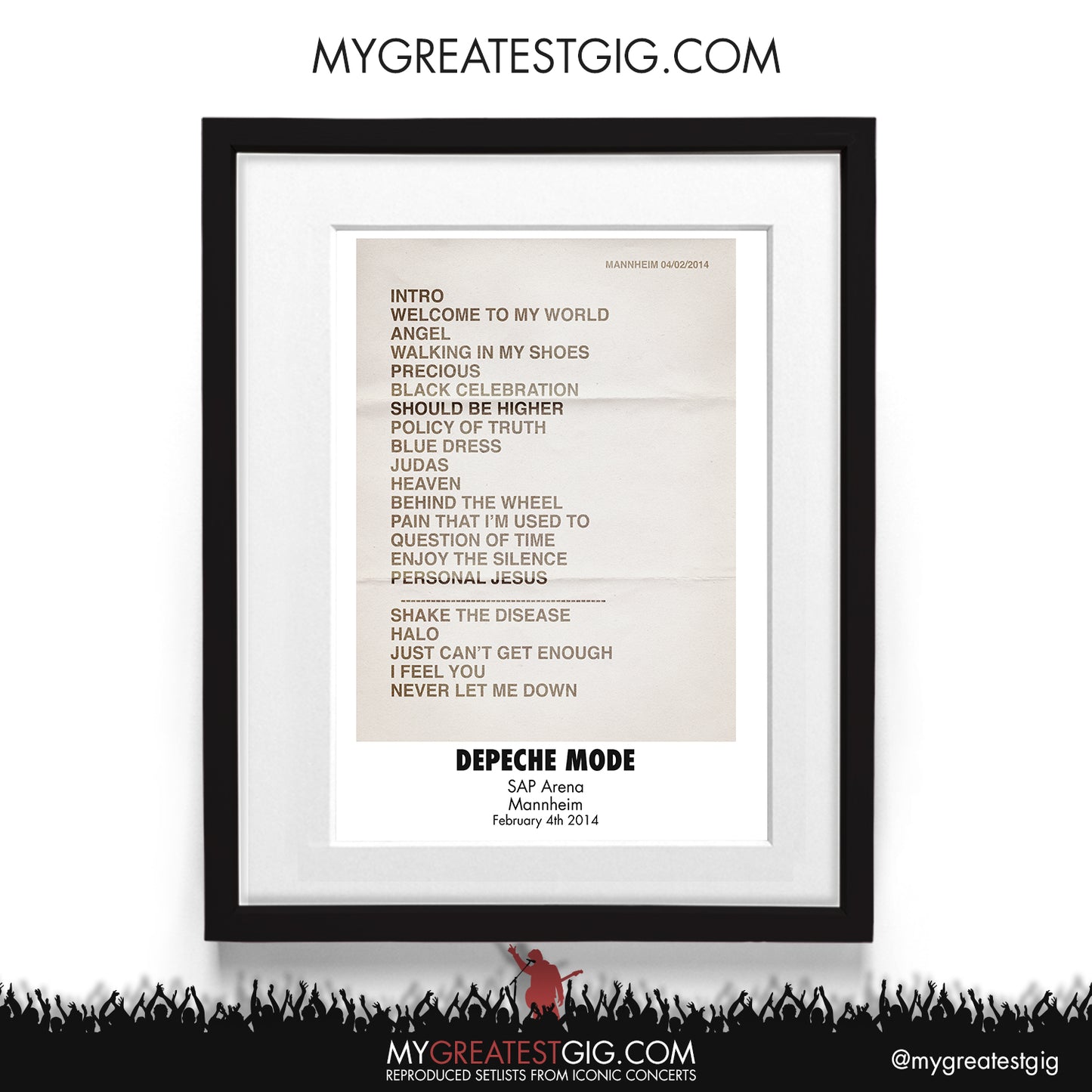 Depeche Mode - Mannheim - Feb 4th 2014 Recreated Setlist Poster