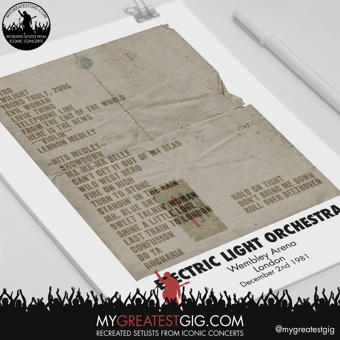ELO - London - December 2nd & 5th 1981 Recreated Setlist Poster