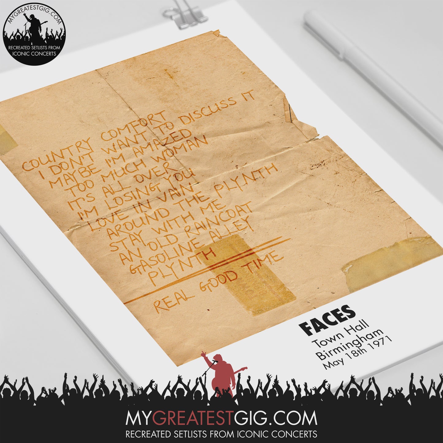 Faces - Birmingham - May 18th 1971 Recreated Set List Poster