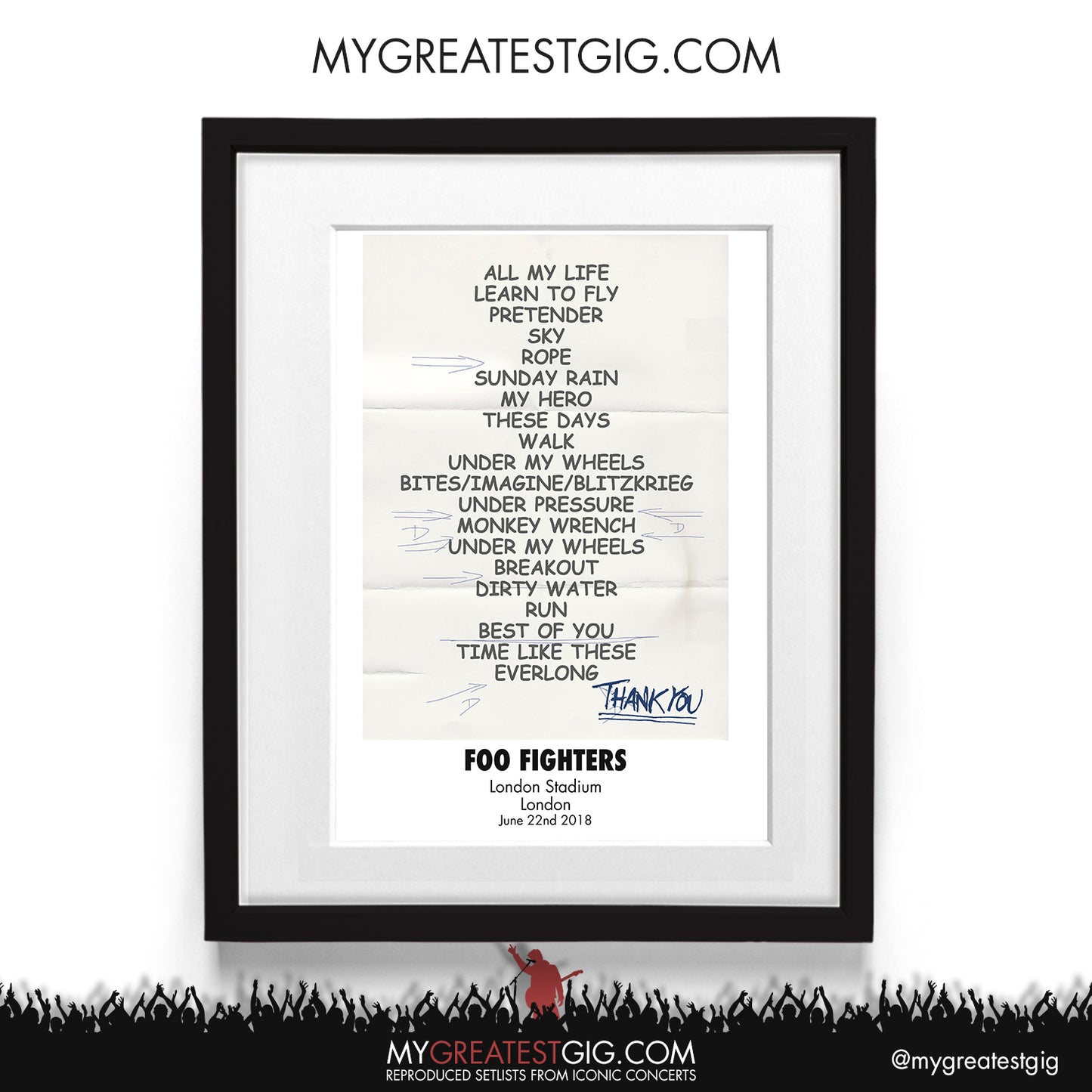 Foo Fighters - London - Jun 22nd 2018 Recreated Setlist Poster