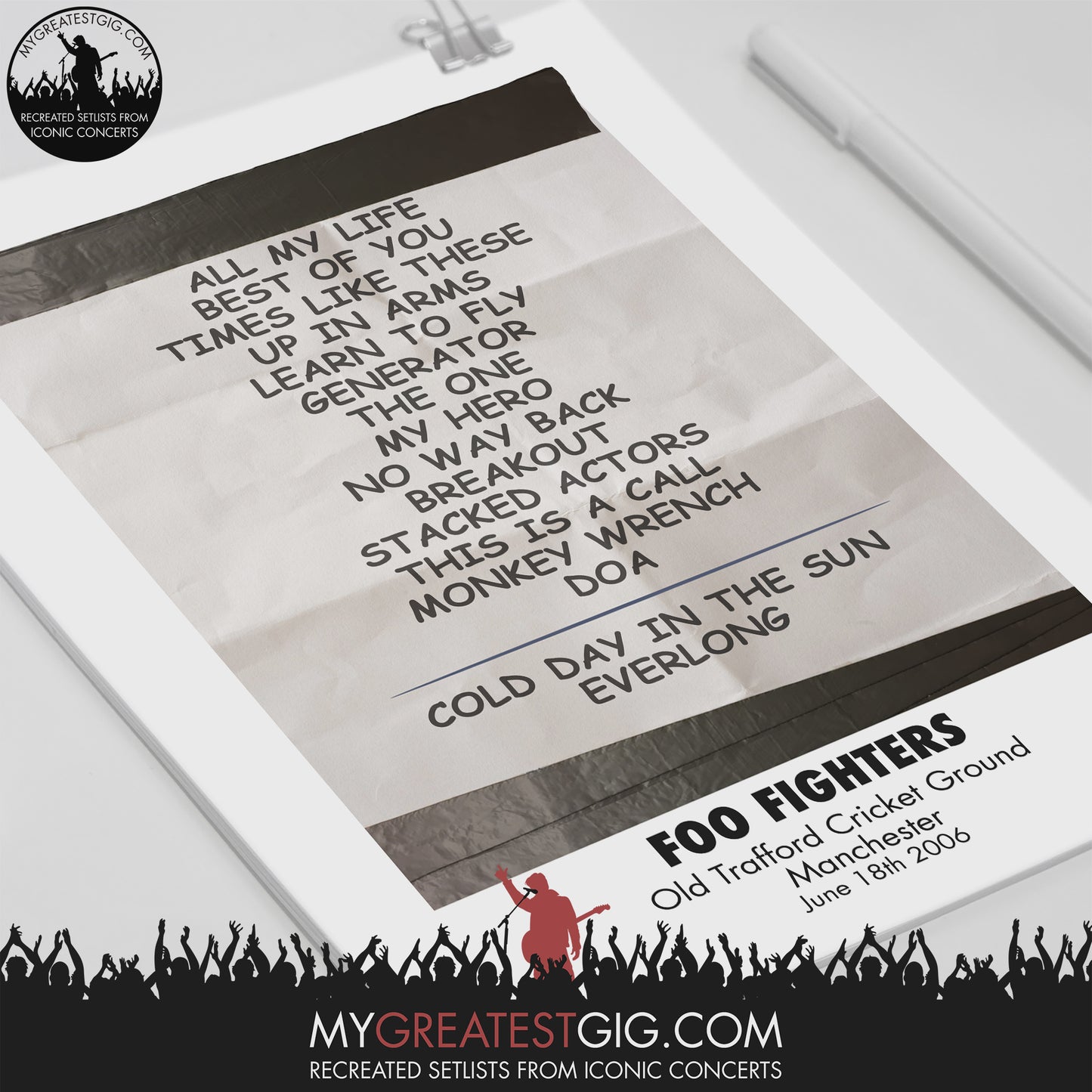 Foo Fighters - Manchester - Jul 18th 2006 Recreated Setlist Poster