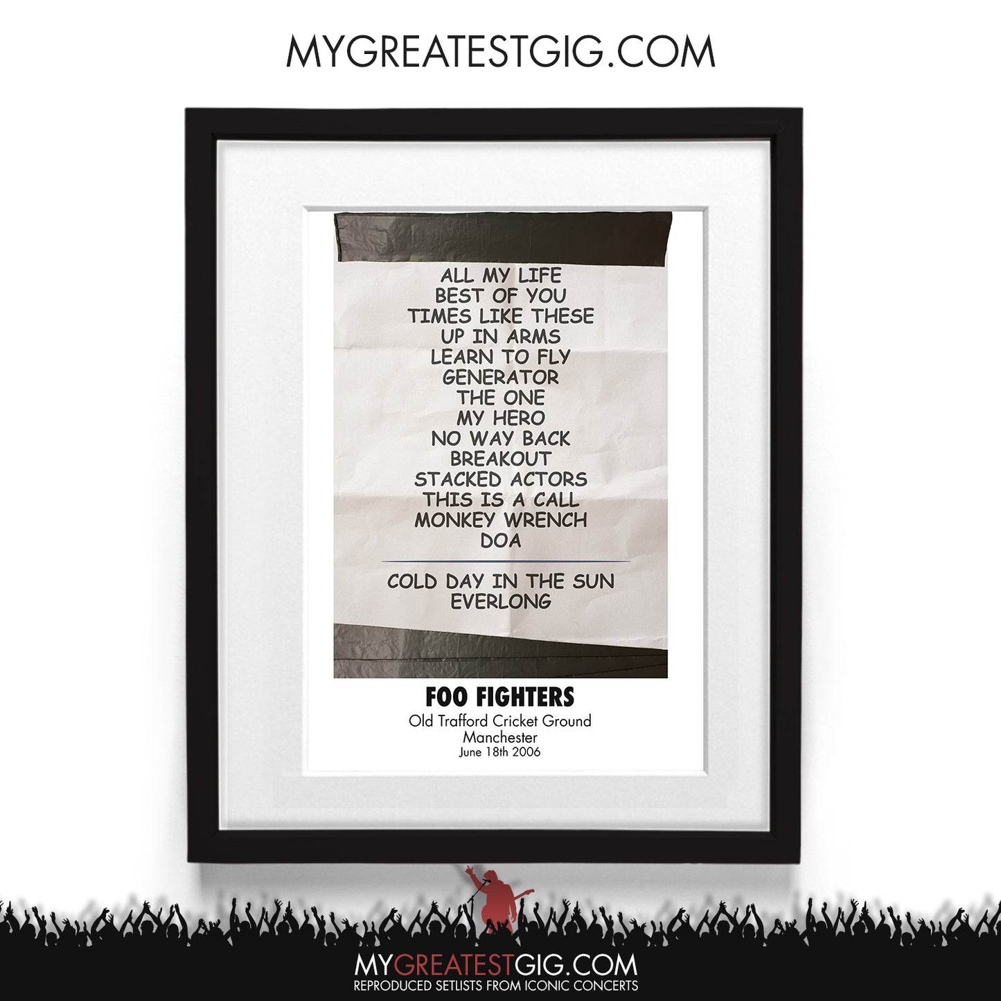Foo Fighters - Manchester - Jul 18th 2006 Recreated Setlist Poster