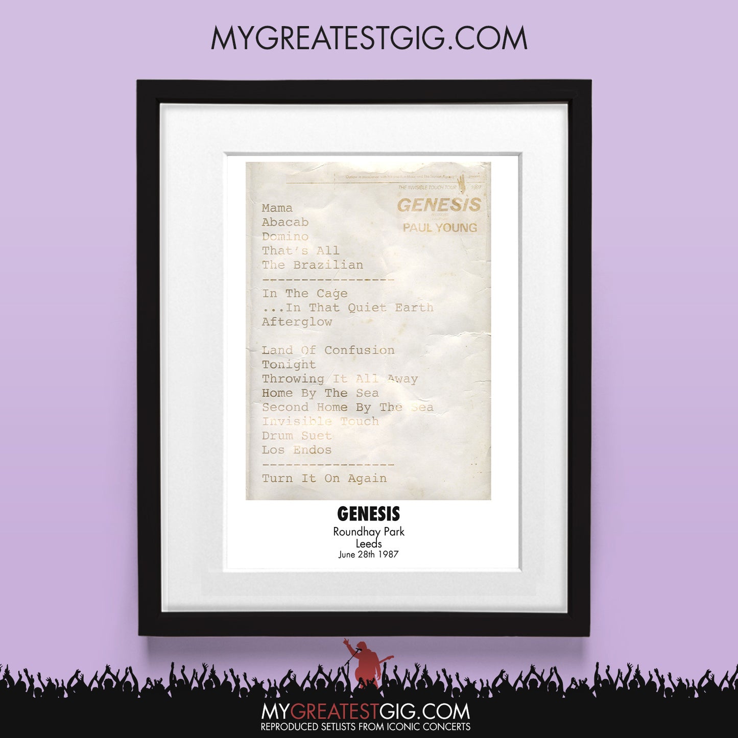 Genesis - Leeds - Jun 28th 1987 Recreated Set List Poster