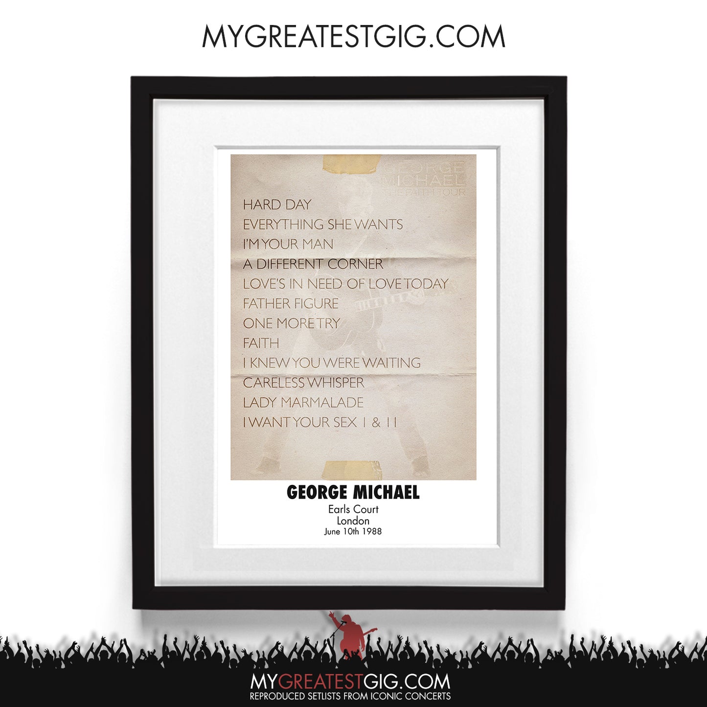 George Michael - London - Jun 10th 1988 Recreated Setlist Poster