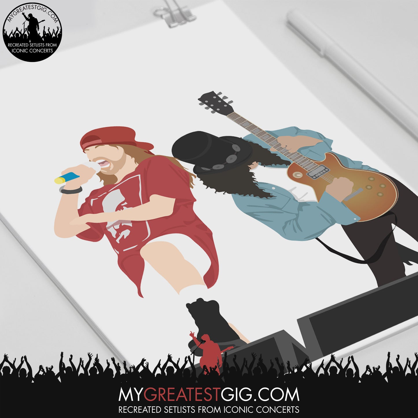 Axl & Slash (Guns N' Roses) - Minimal Illustration Poster