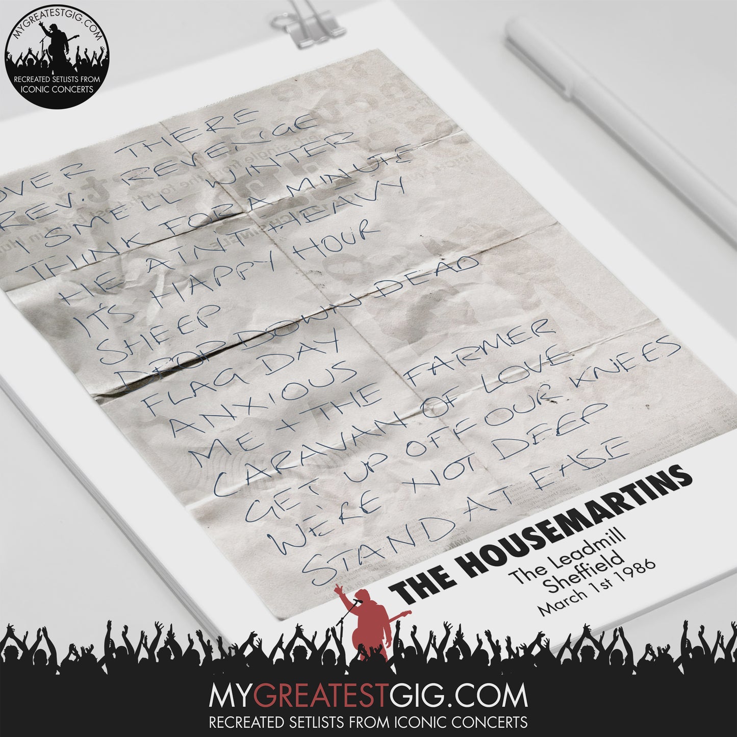 The Housemartins - The Leadmill - Sheffield - Mar 1st 1986 Recreated Setlist Poster