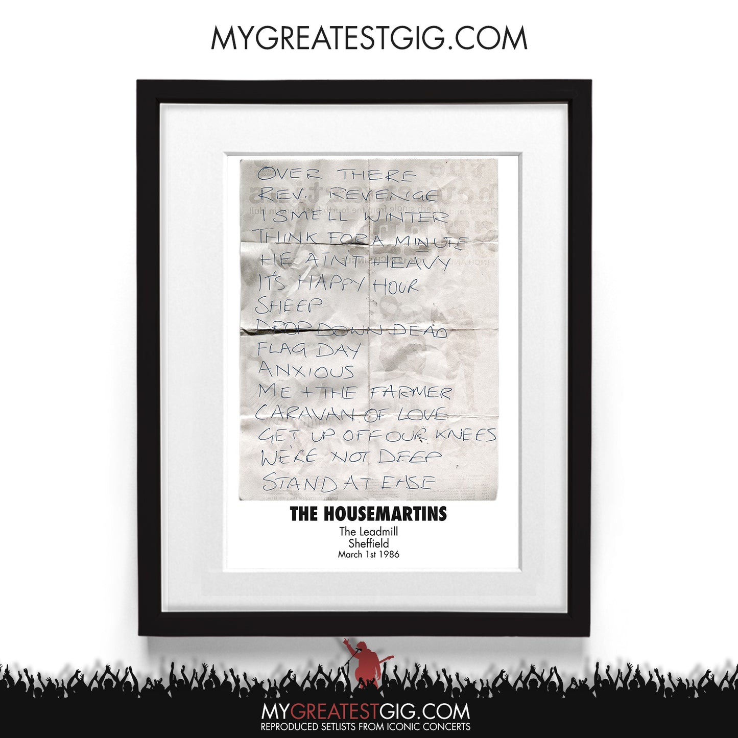 The Housemartins - The Leadmill - Sheffield - Mar 1st 1986 Recreated Setlist Poster