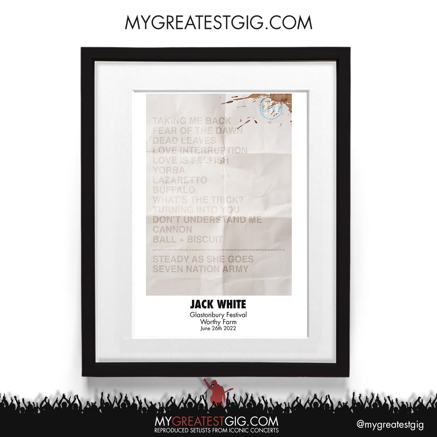 Jack White - Glastonbury Festival - Jun 26th 2022 Recreated Setlist Poster