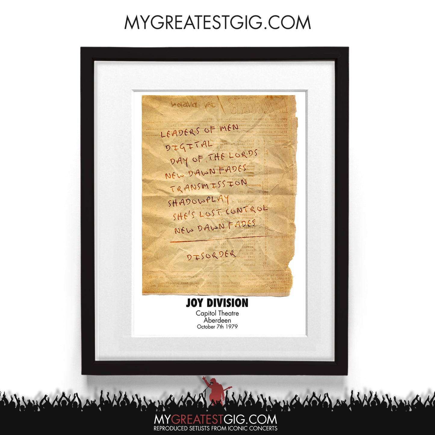 Joy Division - Aberdeen - Oct 7th 1979 Recreated Setlist Poster