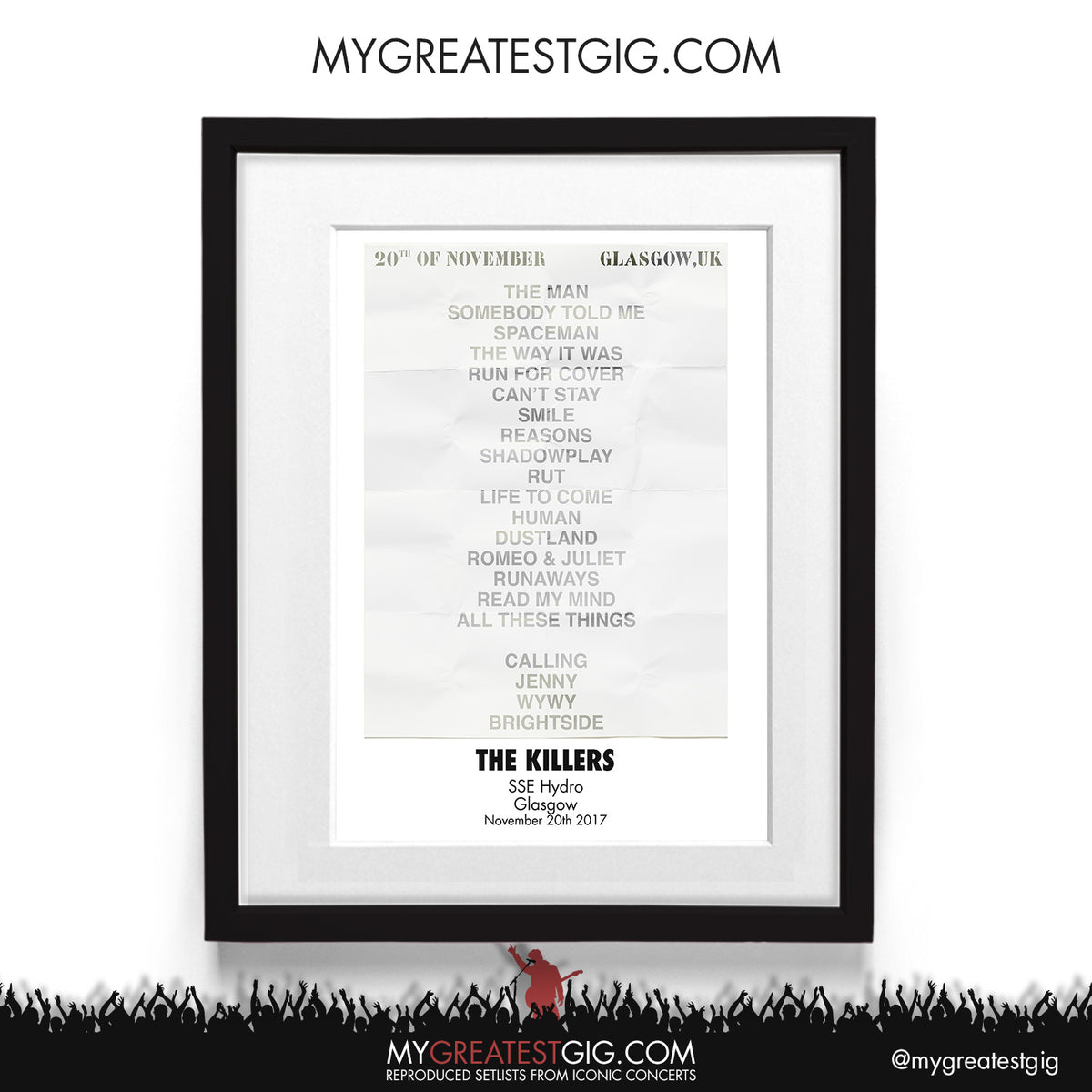 The Killers Glasgow Nov 20th 2017 Recreated Setlist Poster My