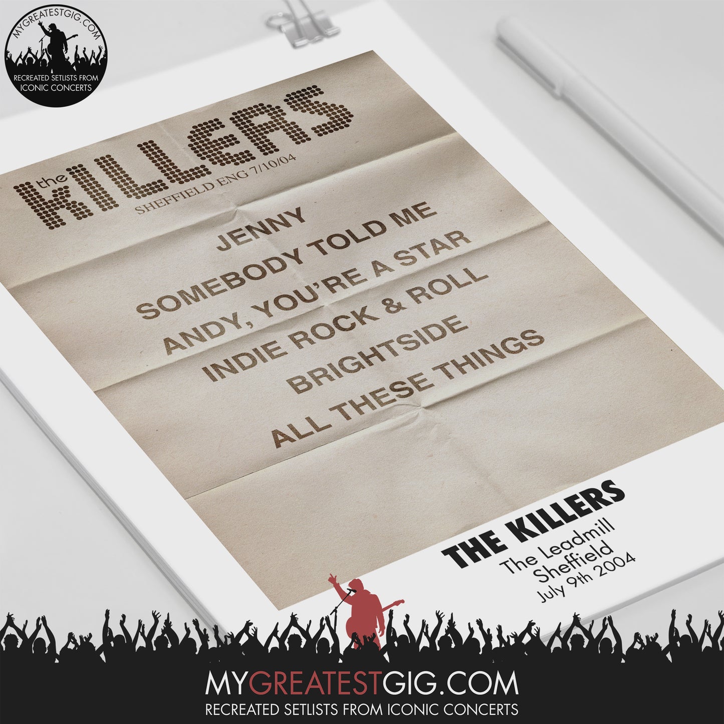 The Killers - The Leadmill - Sheffield - Jul 9th 2004 Recreated Setlist Poster