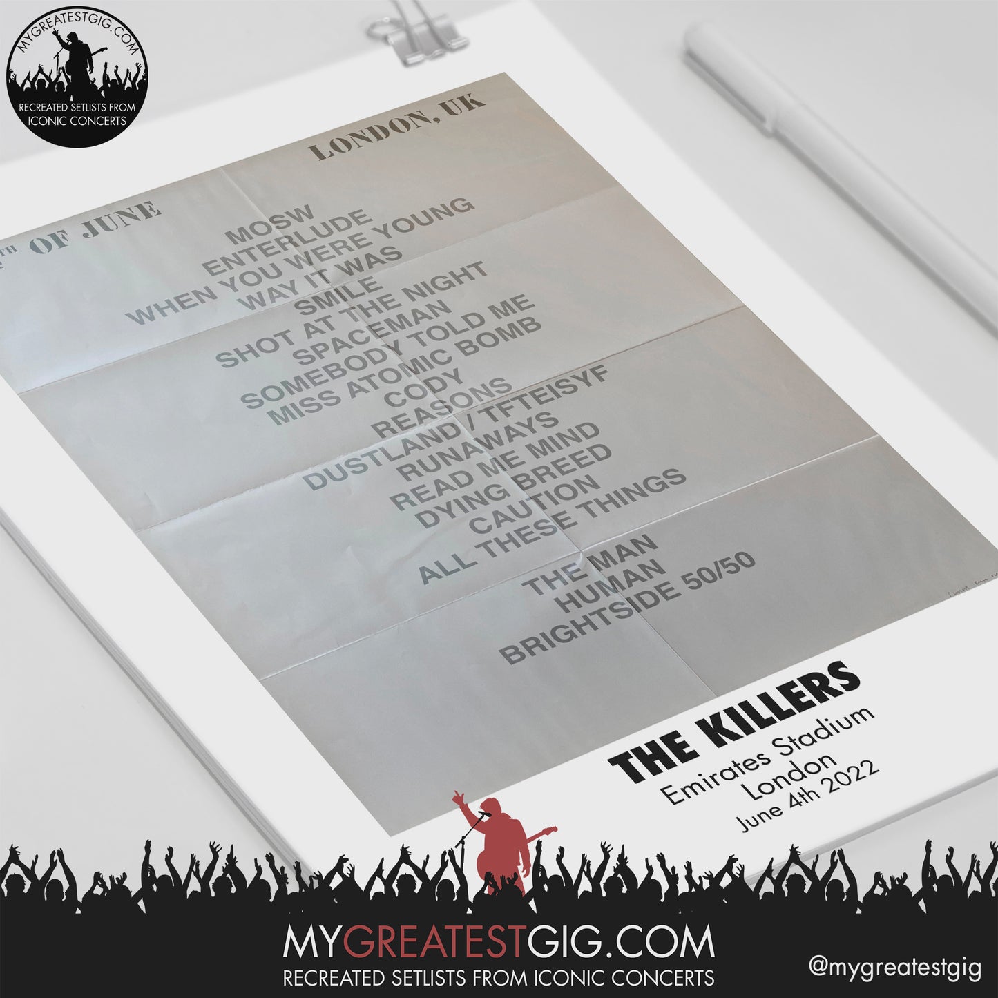 The Killers - London - Jun 4th 2022 Recreated Setlist Poster