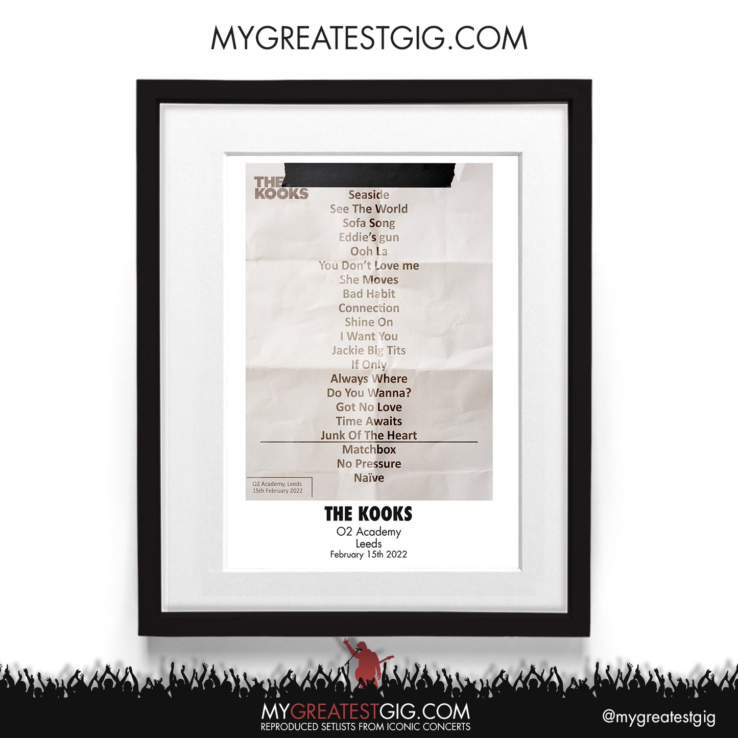 The Kooks - Leeds - Feb 15th 2022 Recreated Setlist Poster