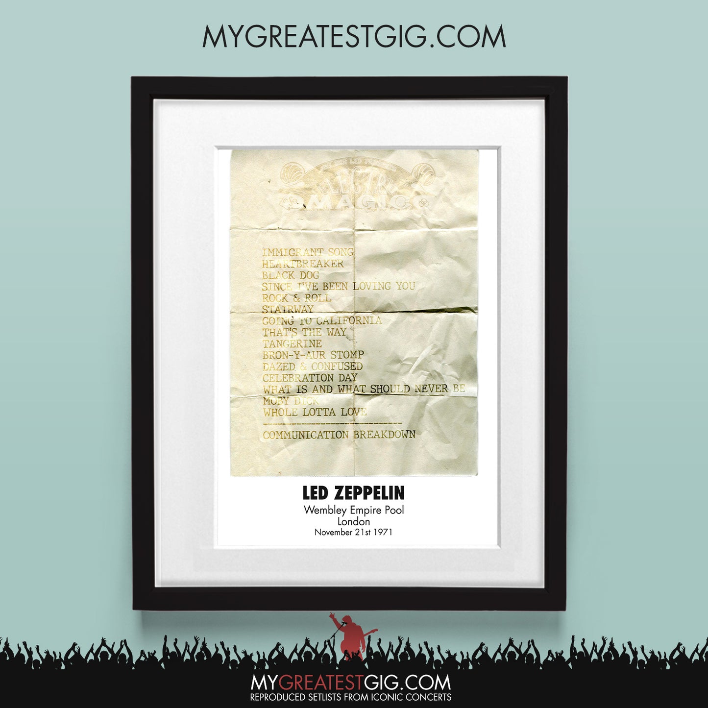Led Zeppelin - London - Nov 21st 1971 Recreated Set List Poster