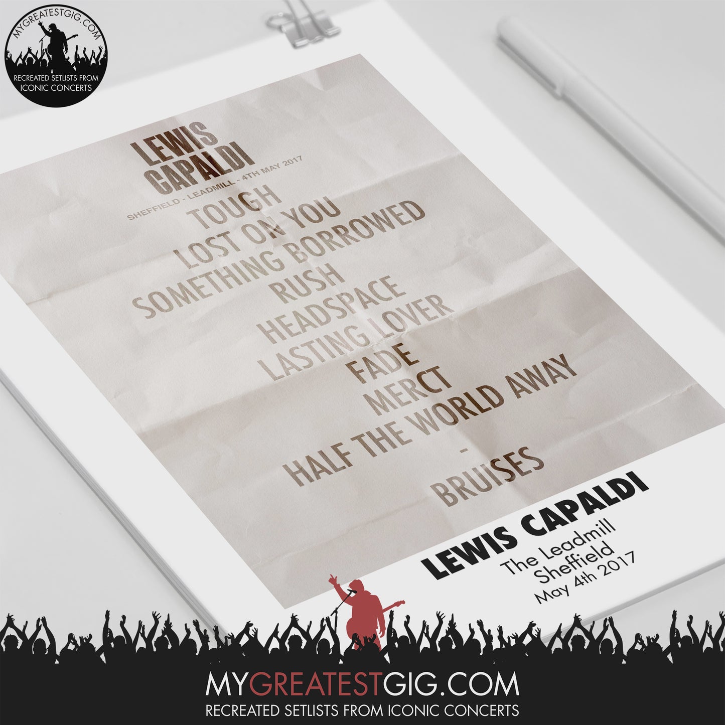 Lewis Capaldi - The Leadmill - Sheffield - May 4th 2017 Recreated Setlist Poster