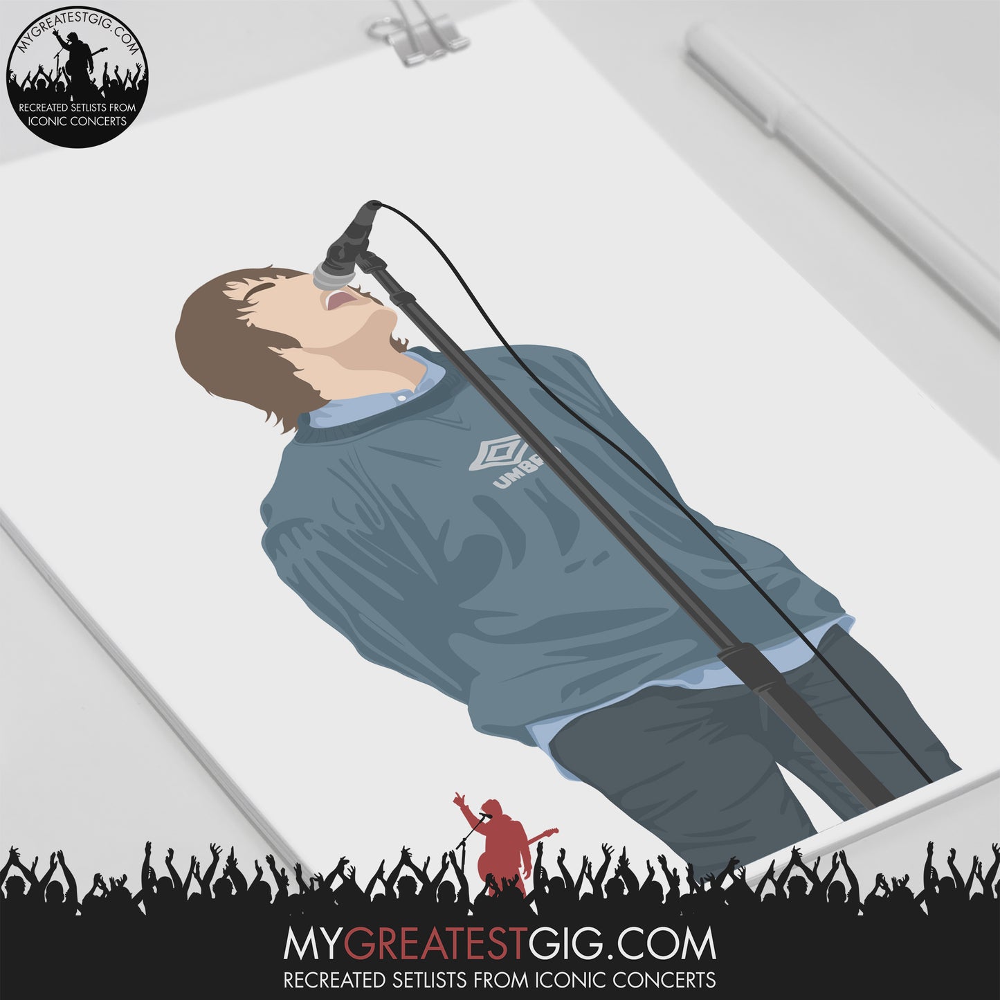 Liam Gallagher Oasis Maine Road 1996 (28th April) - Minimal Illustration Poster
