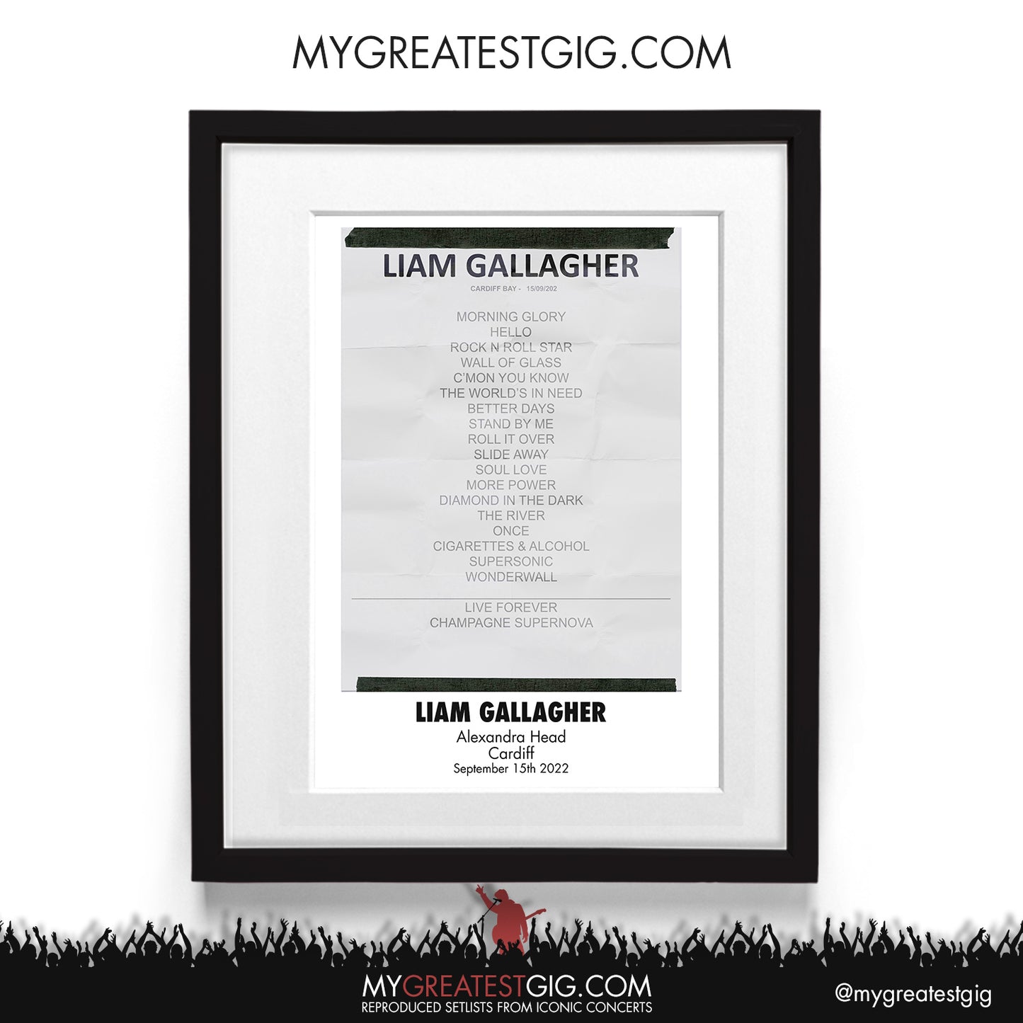 Liam Gallagher - Cardiff - Sep 15th 2022 Recreated Setlist Poster