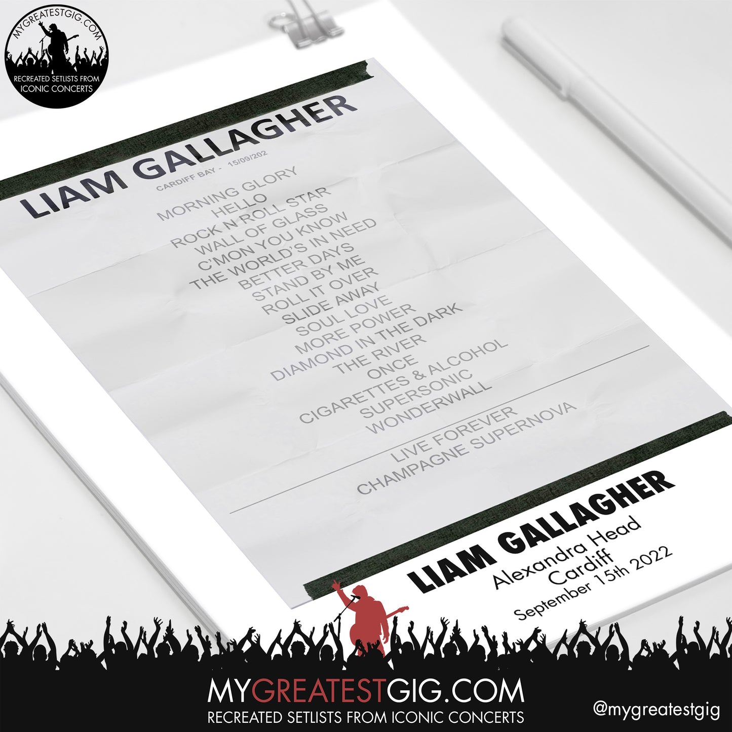 Liam Gallagher - Cardiff - Sep 15th 2022 Recreated Setlist Poster
