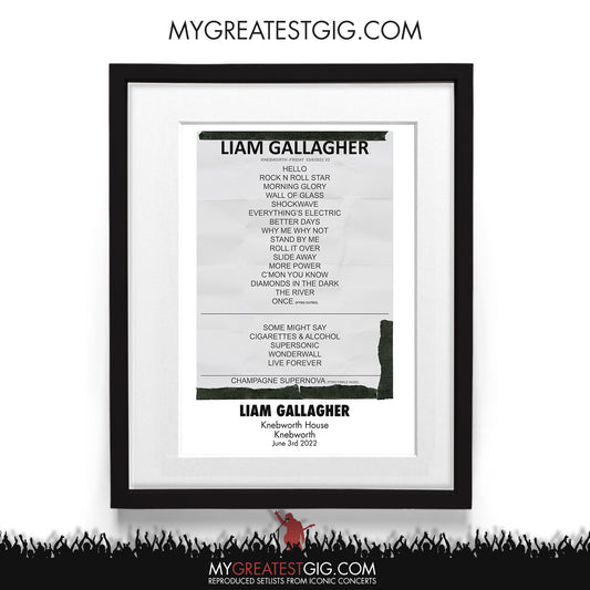 Liam Gallagher - Knebworth - Jun 3rd 2022 Recreated Setlist Poster
