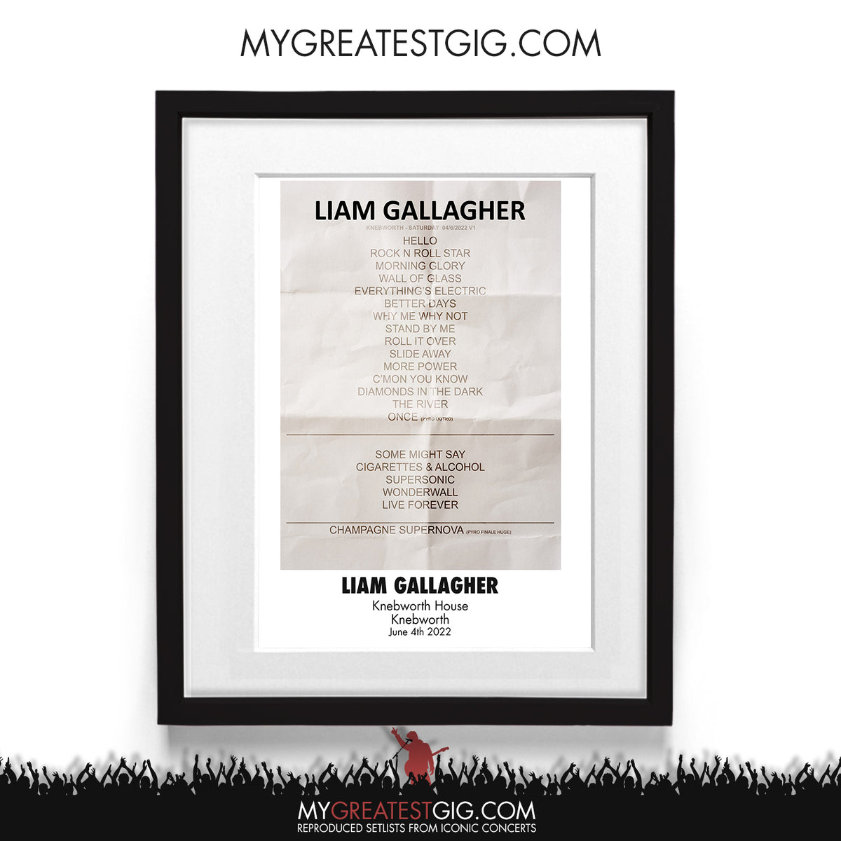 Liam Gallagher Knebworth Jun 4th 2022 Recreated Setlist Poster My