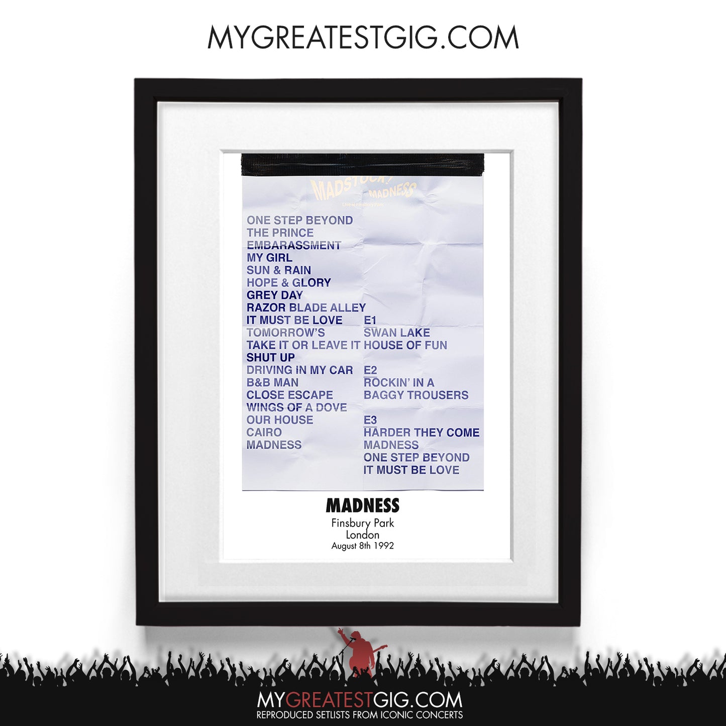 Madness - London - Aug 8th 1992 Recreated Setlist Poster