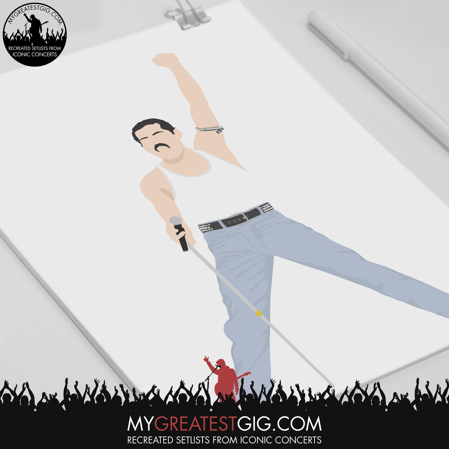 Freddie Mercury (Queen) Live Aid - Minimal Illustration Poster