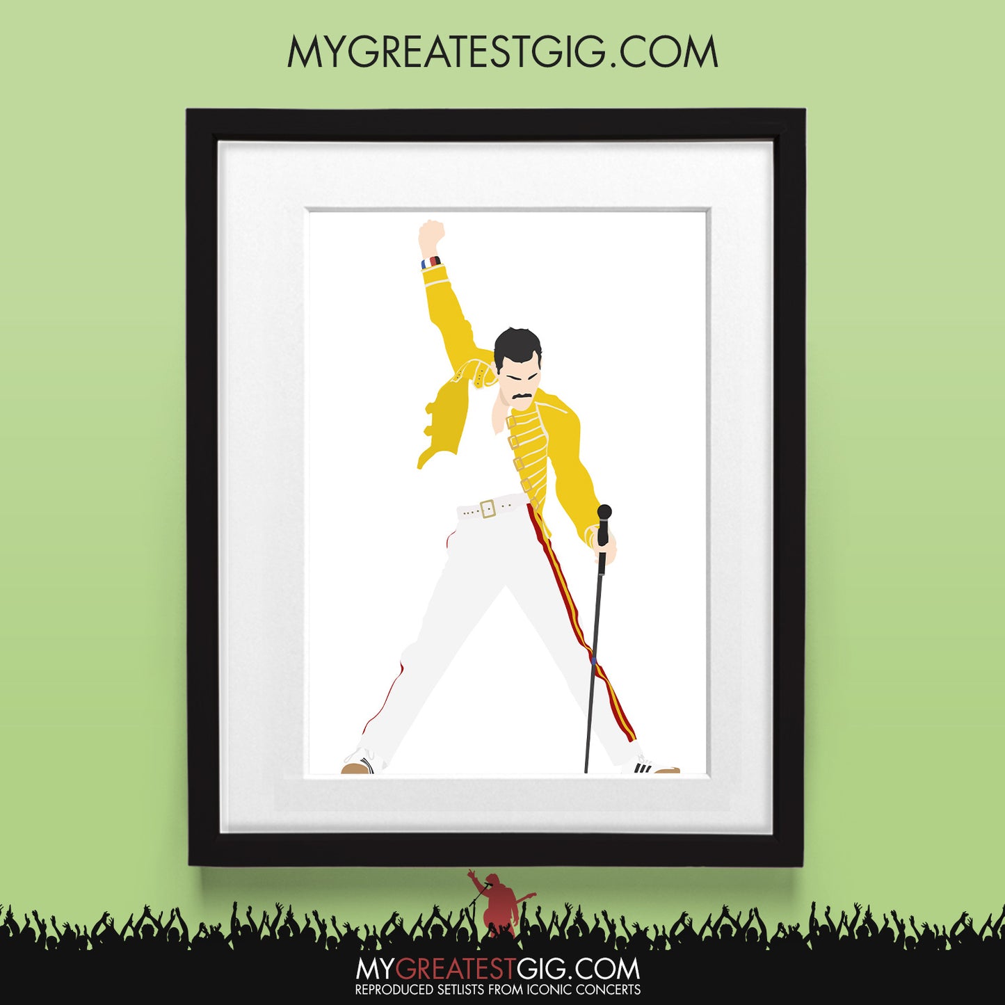 Freddie Mercury (Queen) Wembley - Minimal Illustration Poster