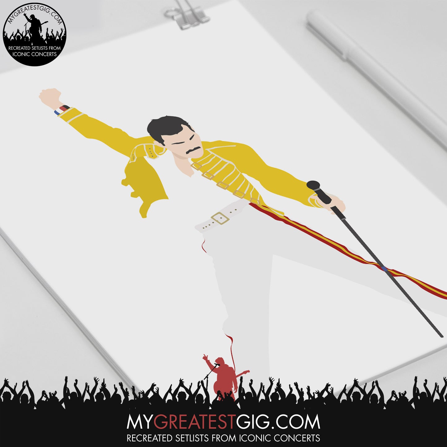 Freddie Mercury (Queen) Wembley - Minimal Illustration Poster