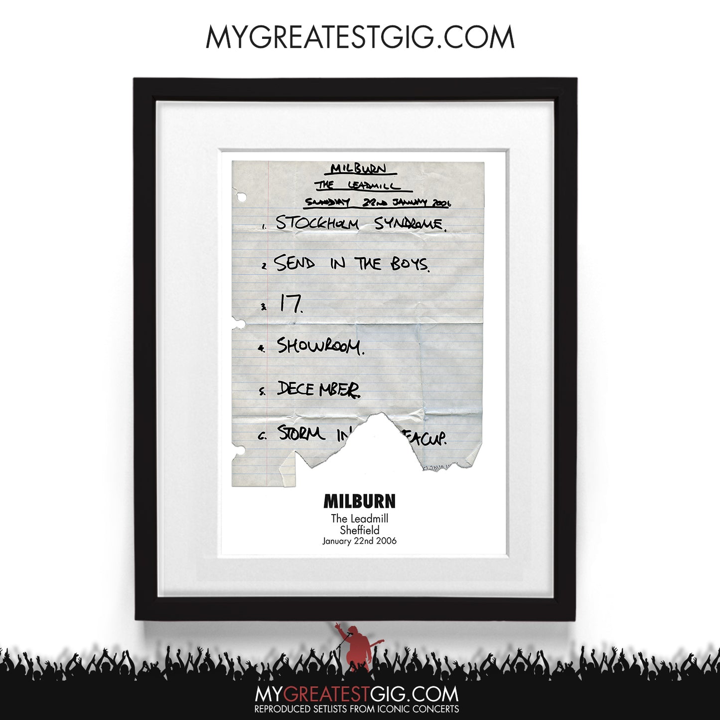 Milburn - The Leadmill - Sheffield - Jan 22nd 2006 Recreated Setlist Poster