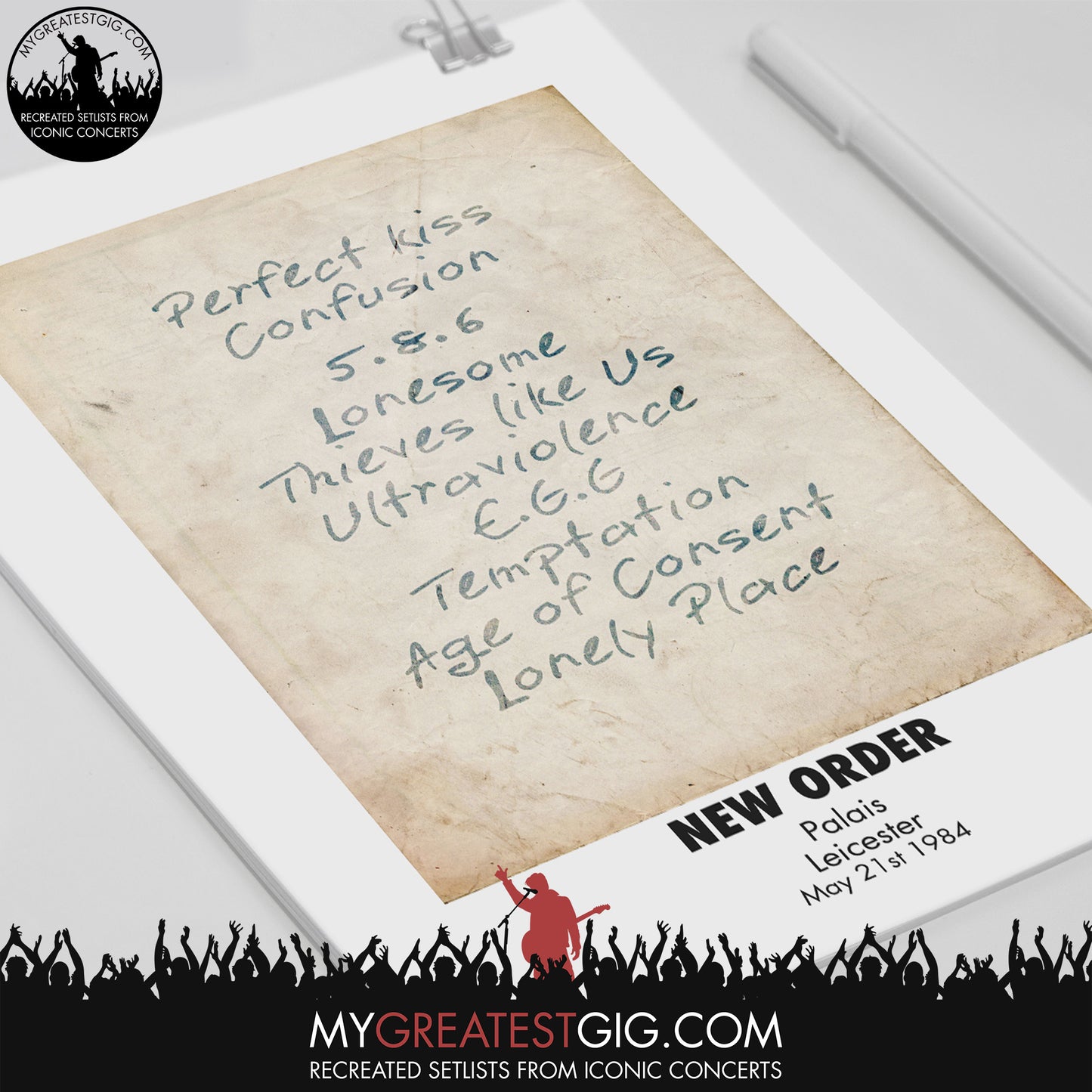 New Order - Leicester - May 21st 1984 Recreated Set List Poster