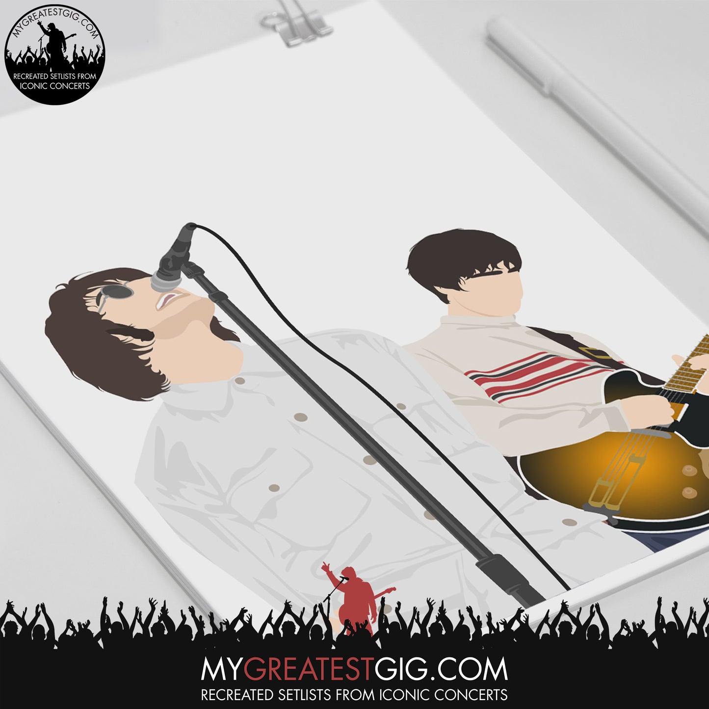 Oasis Knebworth (White) - Minimal Illustration Poster
