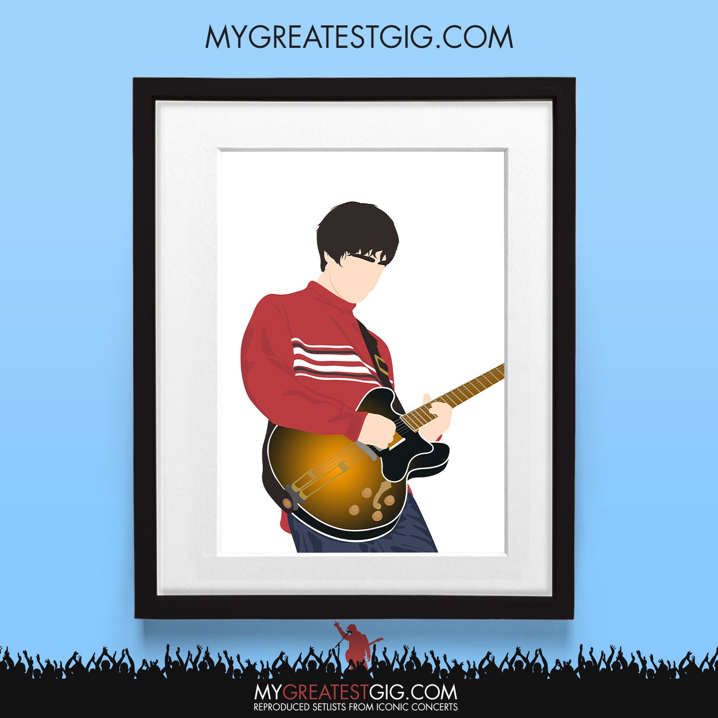 Noel Gallagher Knebworth (Red Jumper) - Minimal Illustration Poster