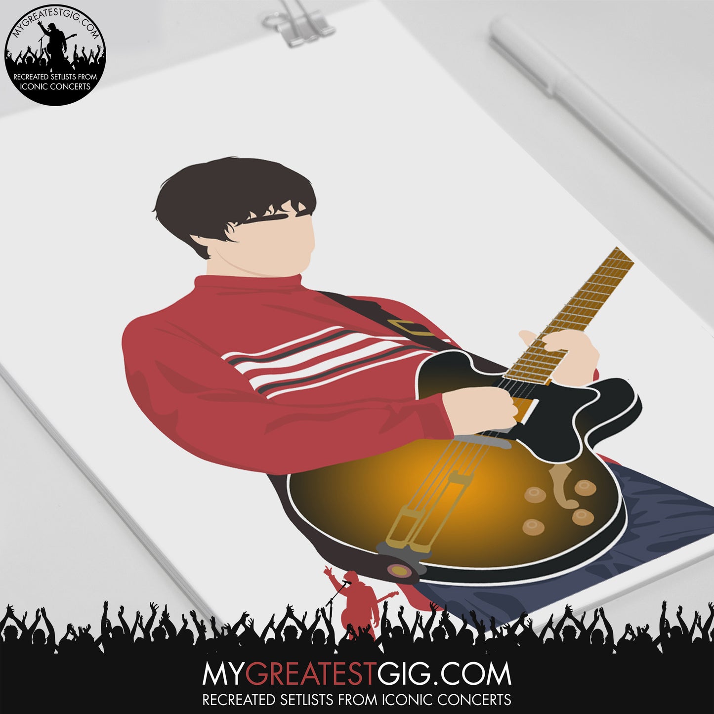 Noel Gallagher Knebworth (Red Jumper) - Minimal Illustration Poster
