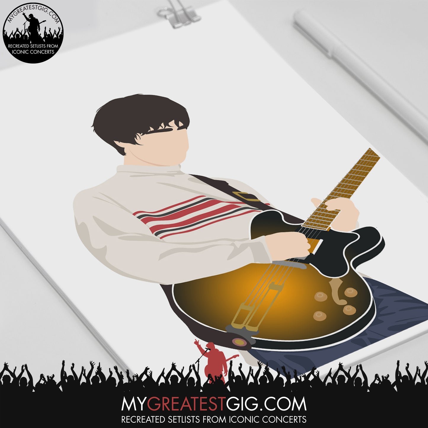 Noel Gallagher Knebworth (White Jumper) - Minimal Illustration Poster