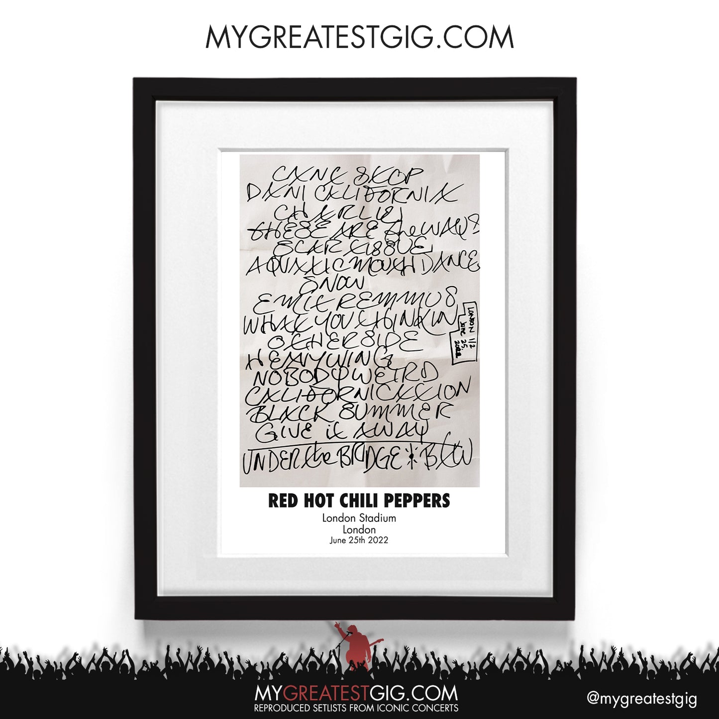 Red Hot Chili Peppers - London - Jun 25th 2022 Recreated Setlist Poster