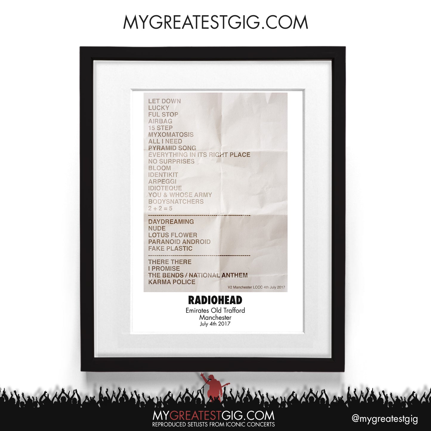 Radiohead - Manchester - Jul 4th 2017 Recreated Setlist Poster