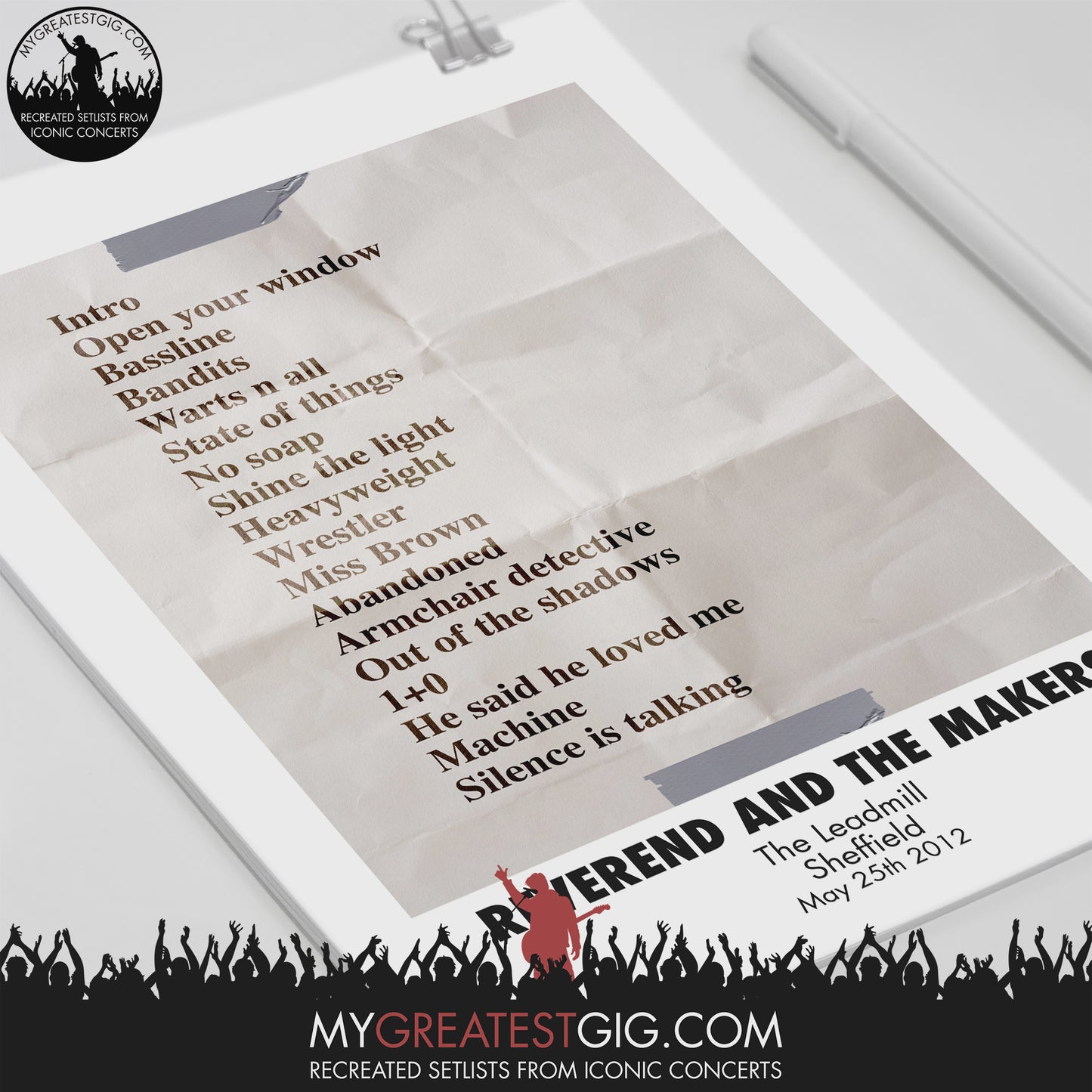 Reverend And The Makers - The Leadmill - Sheffield - May 25th 2012 Recreated Setlist Poster