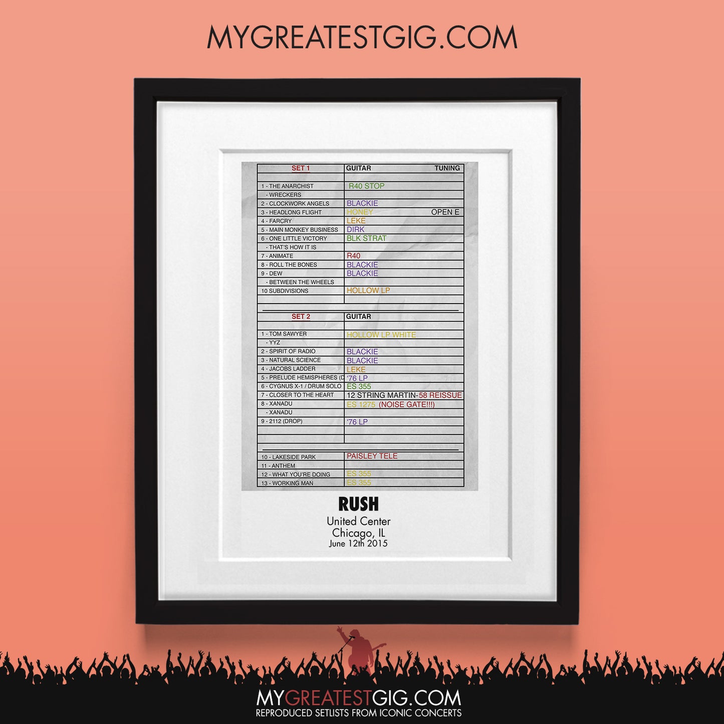Rush - Chicago - Jun 12th 2015 Recreated Set List Poster