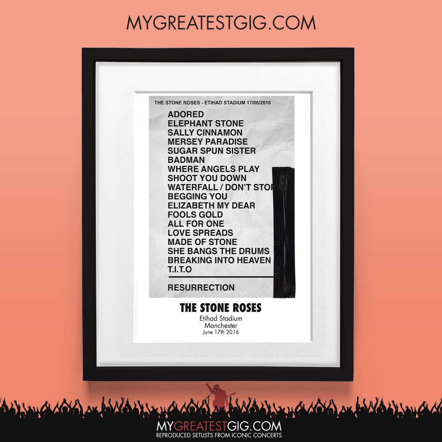 Stone Roses - Manchester - Jun 17th 2016 Recreated Set List Poster