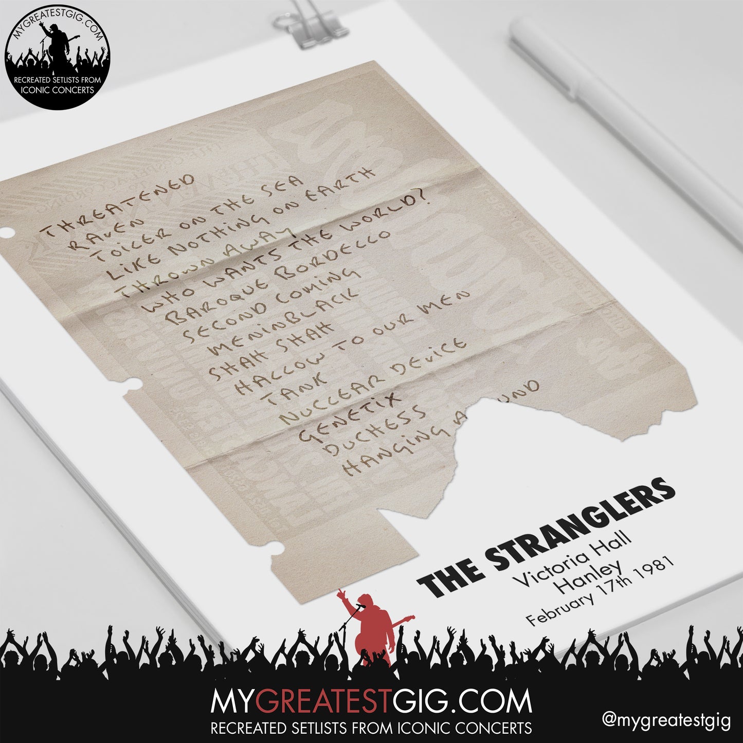 The Stranglers - Hanley - February 17th 1981 Recreated Setlist Poster