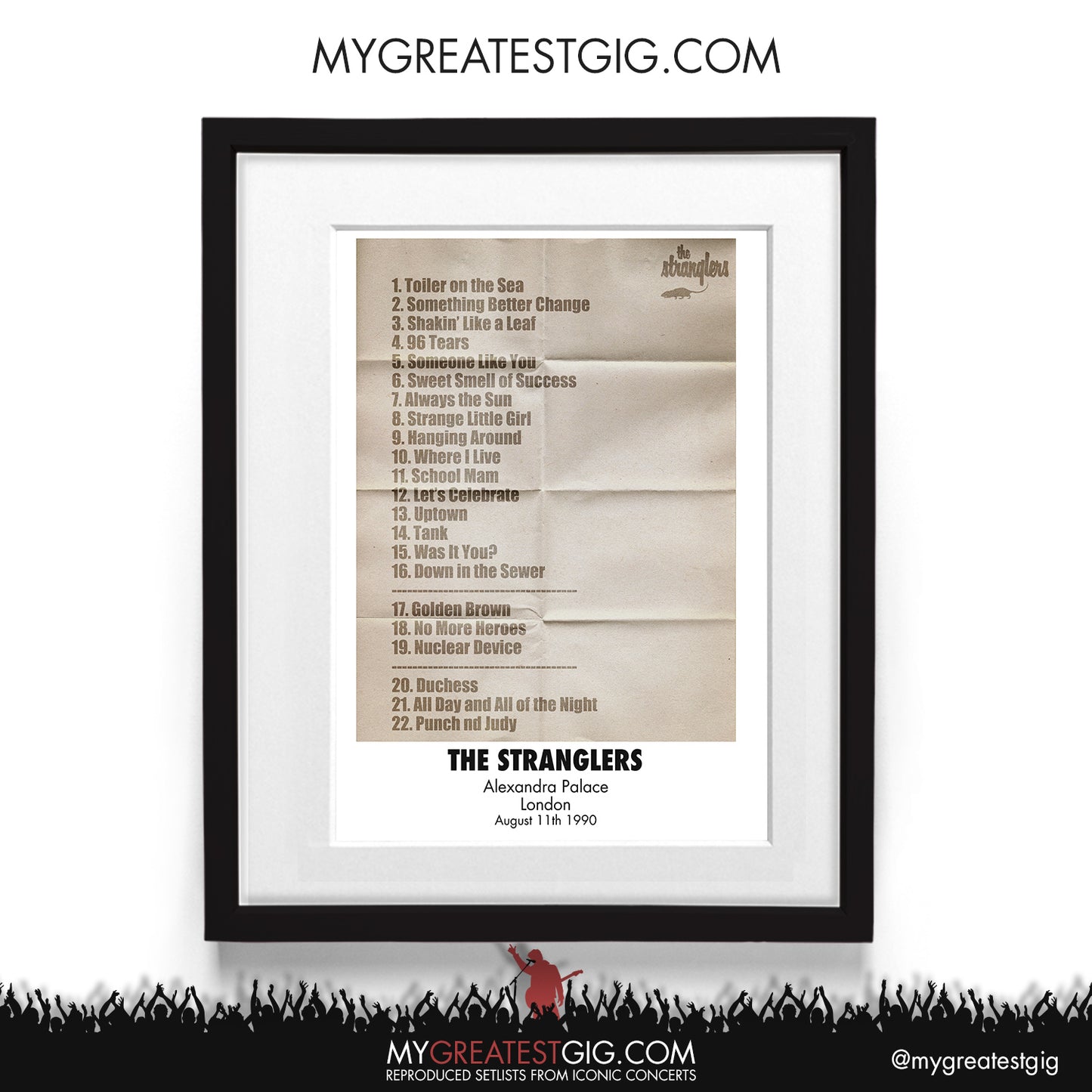 The Stranglers - London - August 11th 1990 Recreated Setlist Poster