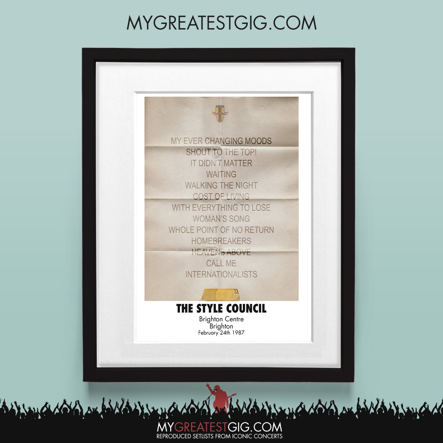 Style Council - Brighton - Feb 24th 1987 Recreated Set List Poster