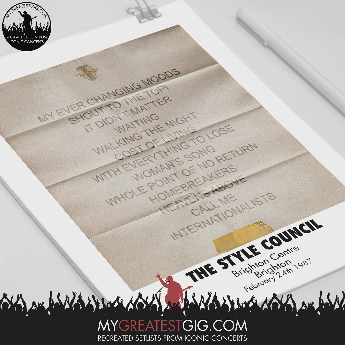 Style Council - Brighton - Feb 24th 1987 Recreated Set List Poster