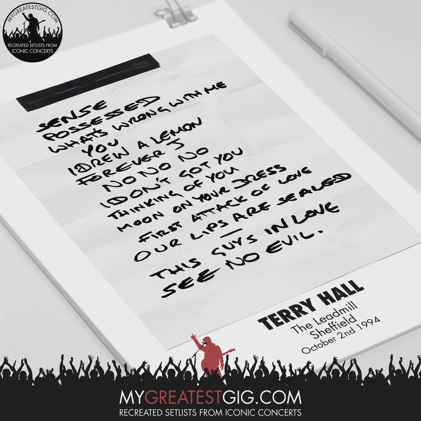 Terry Hall - The Leadmill - Sheffield - Oct 2nd 1994 Recreated Setlist Poster