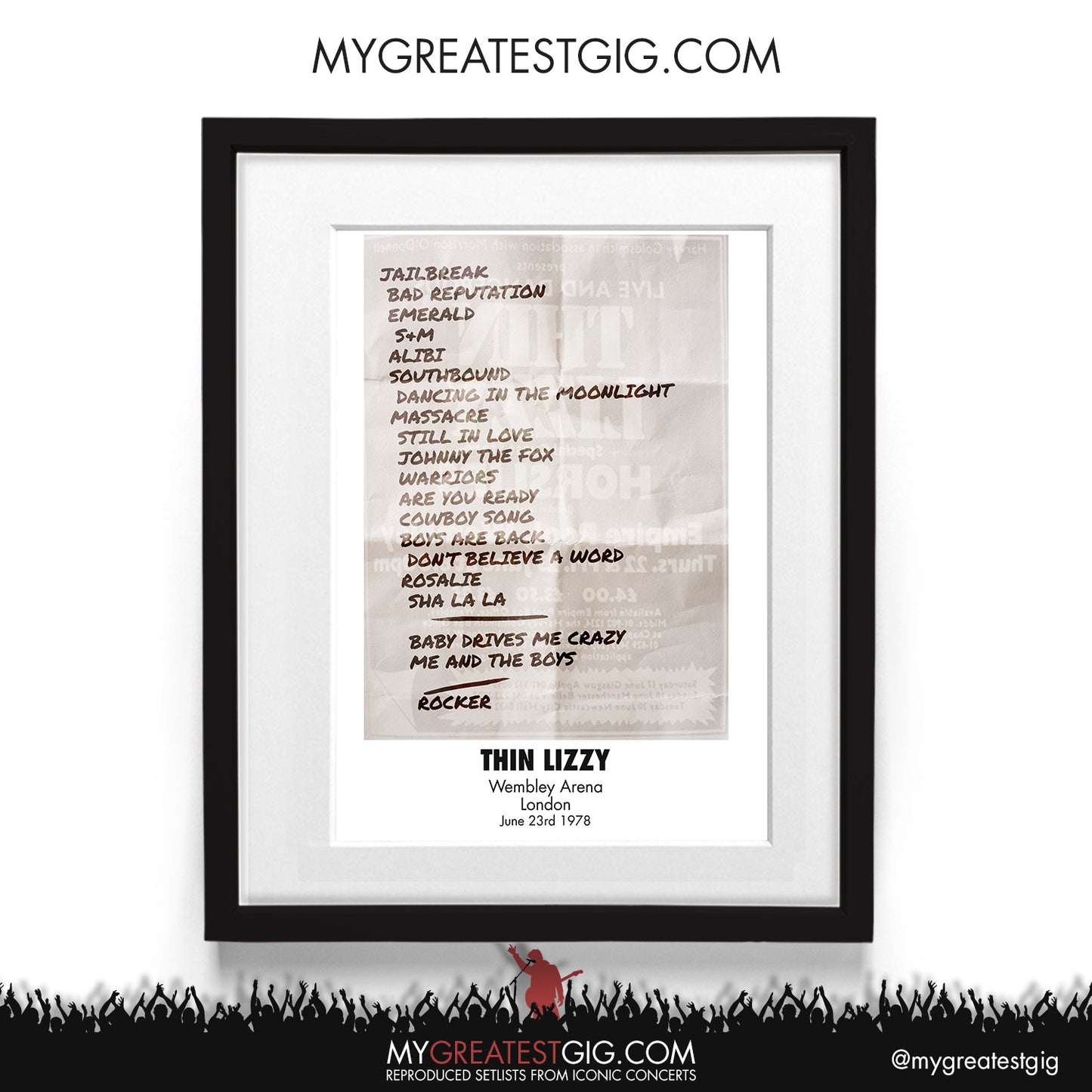 Thin Lizzy - London - Jun 23rd 1978 Recreated Setlist Poster