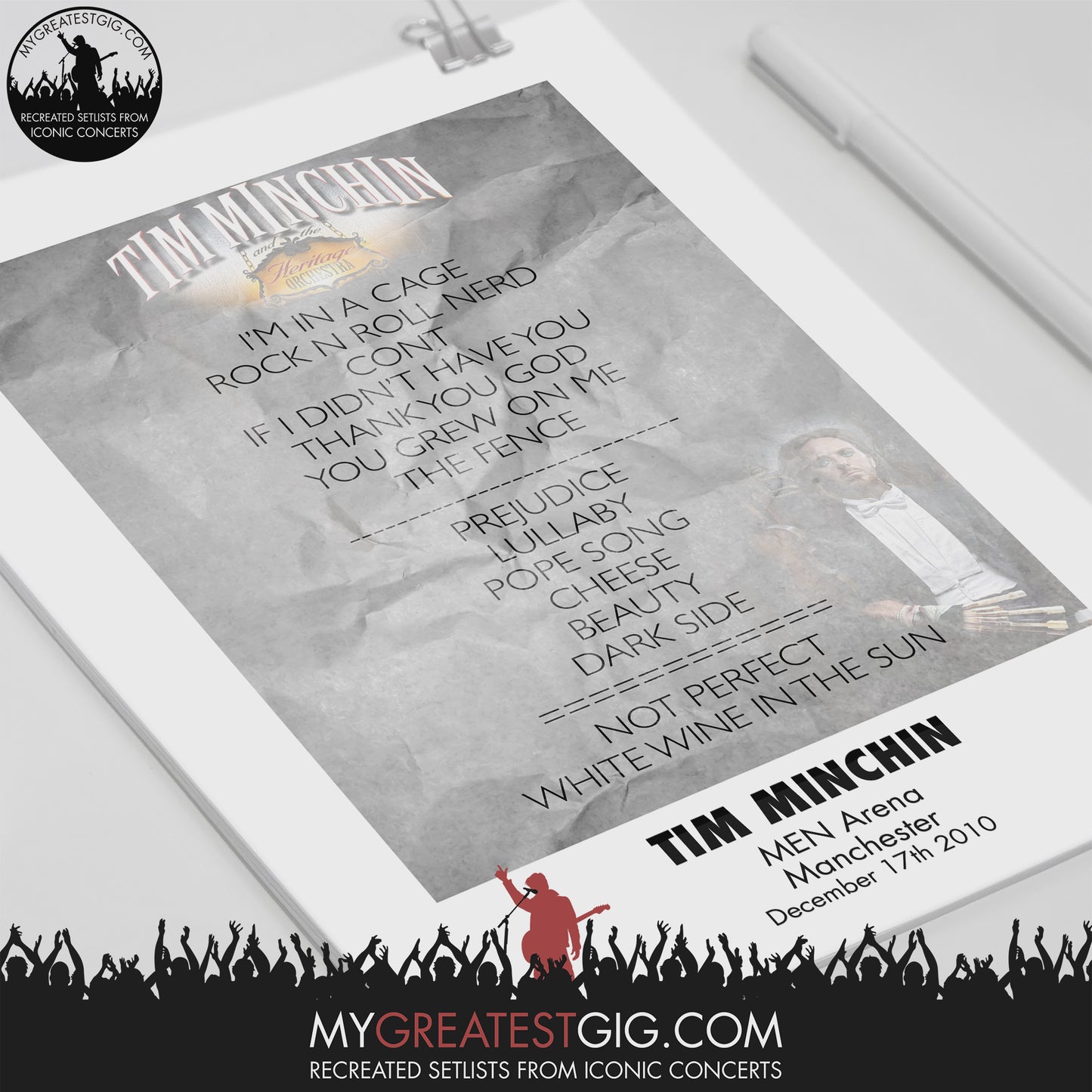 Tim Minchin - Manchester - Dec 17th 2010 Recreated Setlist Poster