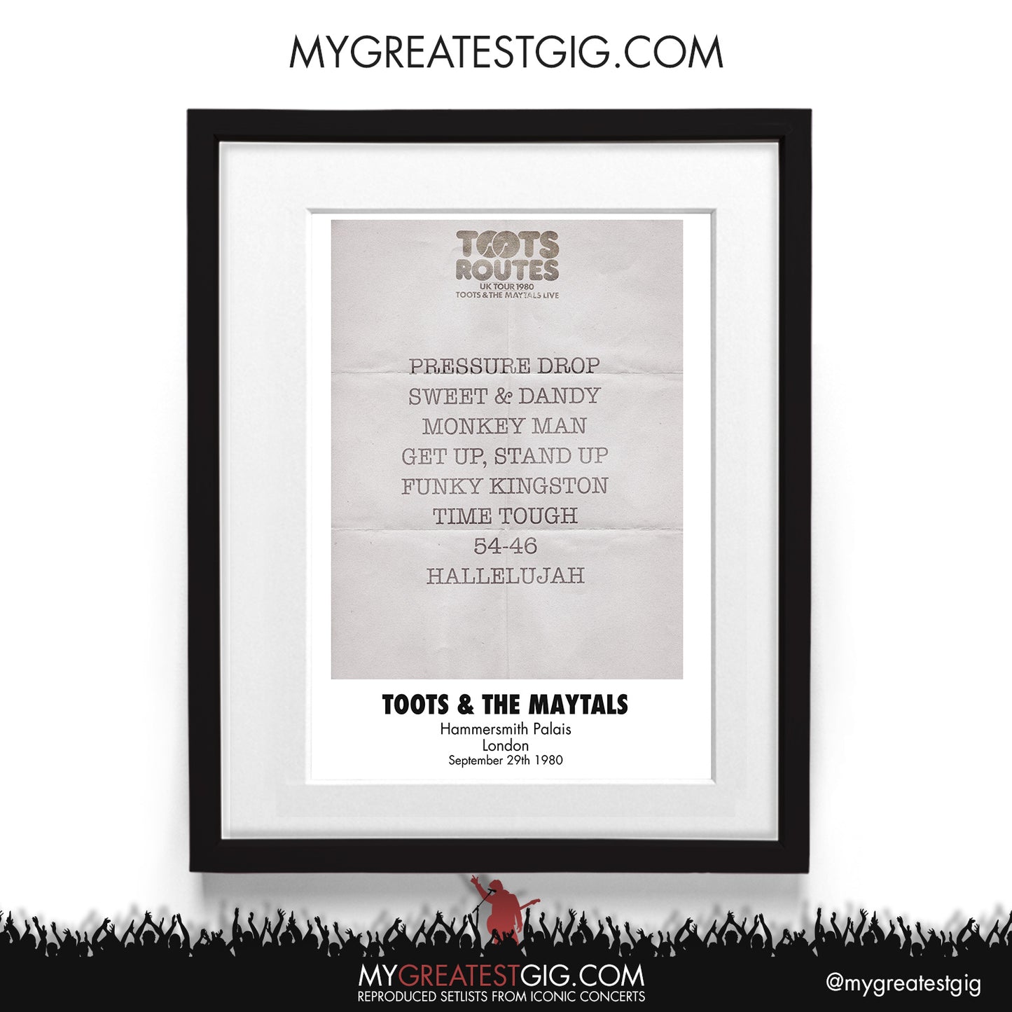 Toots & The Maytals - London - September 29th 1980 Recreated Setlist Poster