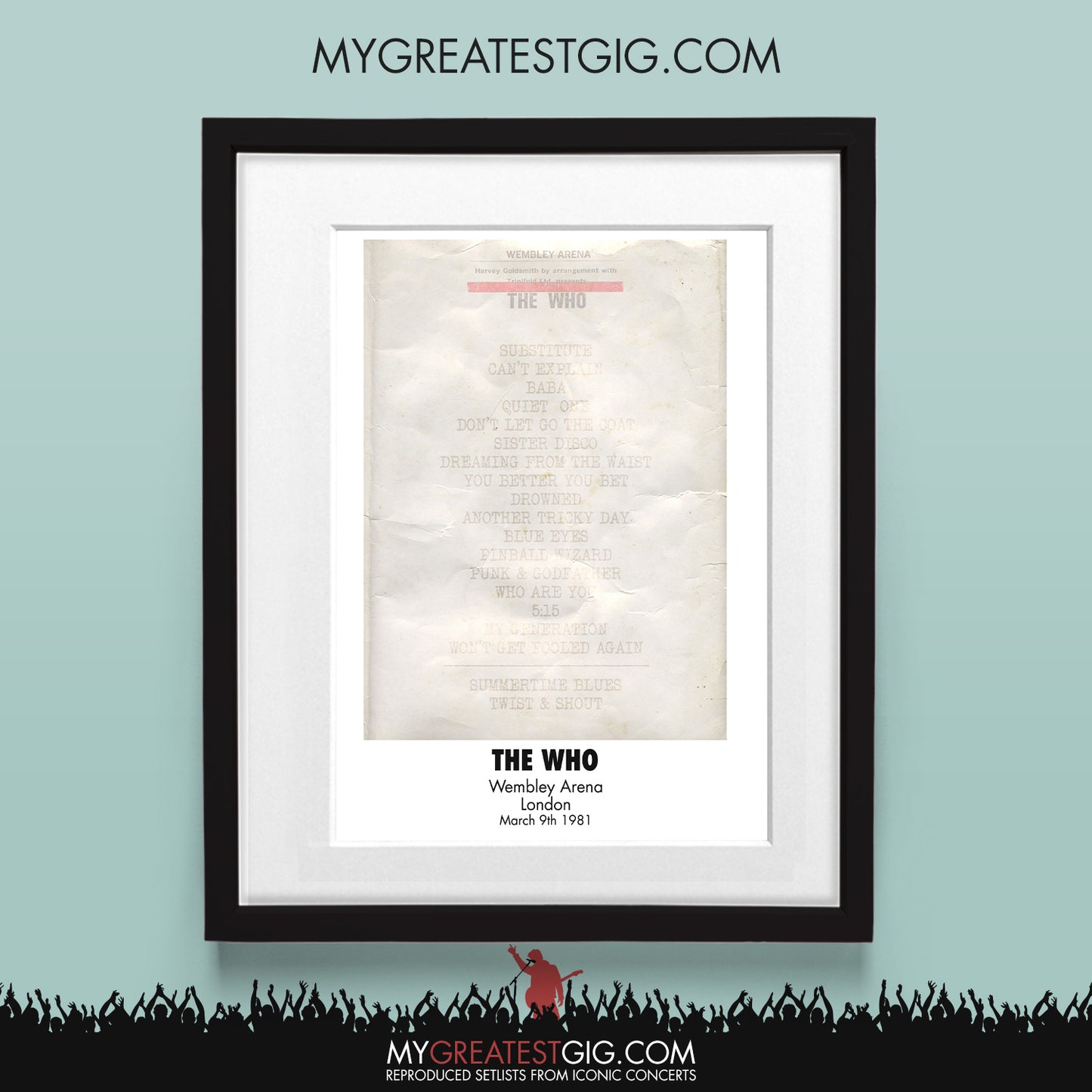 The Who - London - Mar 9th 1981 Recreated Set List Poster