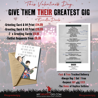 Valentines Day Bundle - Replica Setlist Cards & Prints